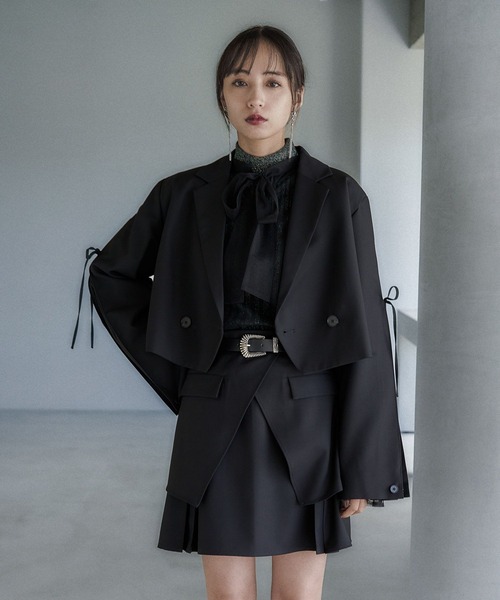 HARE（ハレ）の「リボンタックショートジャケット(HARE)（テーラードジャケット・レディース・チェック/ブラック・FREE）」の10枚目の写真