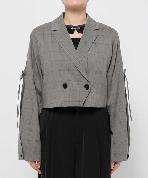 HARE（ハレ）の「リボンタックショートジャケット(HARE)（テーラードジャケット・レディース・チェック/ブラック・FREE）」の17枚目の写真