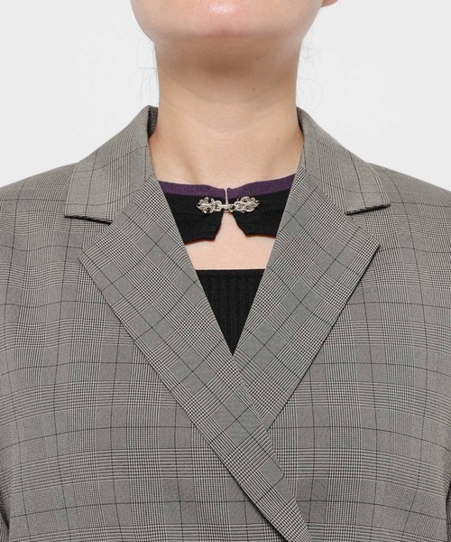 HARE（ハレ）の「リボンタックショートジャケット(HARE)（テーラードジャケット・レディース・チェック/ブラック・FREE）」の20枚目の写真