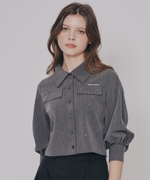 REDYAZEL（レディアゼル）の「ビジューロゴストライプシャツブラウス（シャツ/ブラウス）」