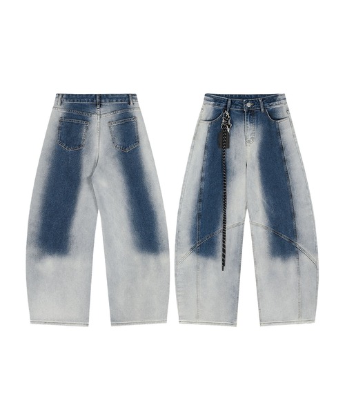 HOOK(フック)の「グラデーションカラー コクーン デニムパンツ(デニムパンツ・メンズ・ブルー/ブラック・MEDIUM/SMALL/LARGE)」の2枚目の写真