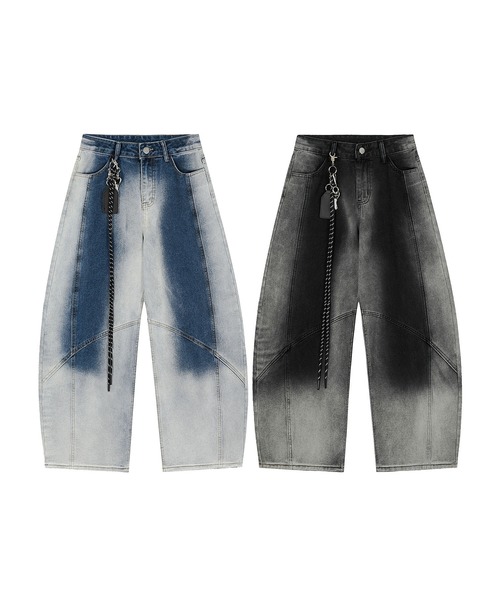 HOOK(フック)の「グラデーションカラー コクーン デニムパンツ(デニムパンツ・メンズ・ブルー/ブラック・MEDIUM/SMALL/LARGE)」の3枚目の写真