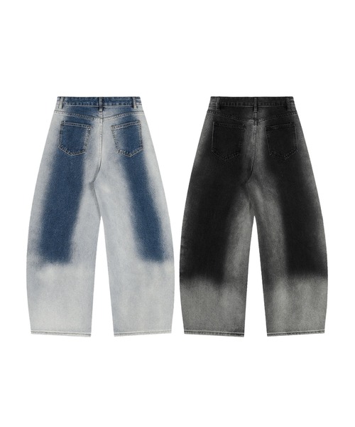 HOOK(フック)の「グラデーションカラー コクーン デニムパンツ(デニムパンツ・メンズ・ブルー/ブラック・MEDIUM/SMALL/LARGE)」の4枚目の写真