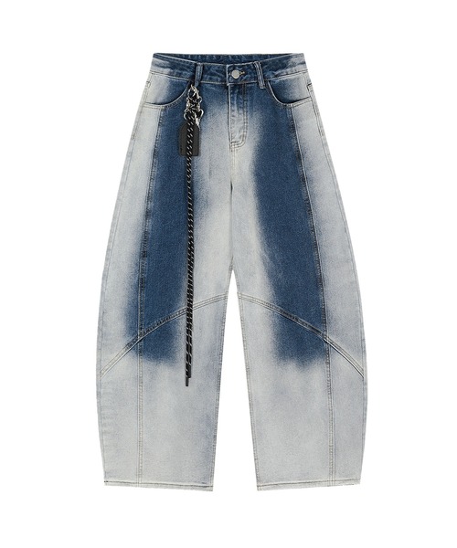 HOOK(フック)の「グラデーションカラー コクーン デニムパンツ(デニムパンツ・メンズ・ブルー/ブラック・MEDIUM/SMALL/LARGE)」の7枚目の写真