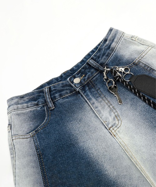 HOOK(フック)の「グラデーションカラー コクーン デニムパンツ(デニムパンツ・メンズ・ブルー/ブラック・MEDIUM/SMALL/LARGE)」の9枚目の写真