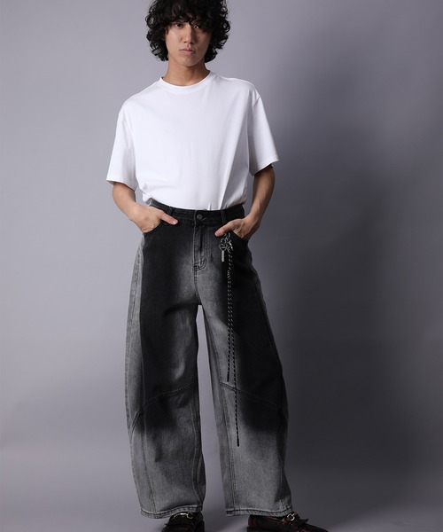 HOOK(フック)の「グラデーションカラー コクーン デニムパンツ(デニムパンツ・メンズ・ブルー/ブラック・MEDIUM/SMALL/LARGE)」の21枚目の写真