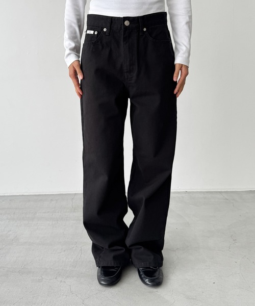 CANAL JEAN（キャナルジーン）の「SLEEK　ストレートツイルパンツ（デニムパンツ・レディース・ブラック/ブラウン・SMALL/MEDIUM）」の7枚目の写真