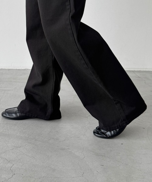 CANAL JEAN（キャナルジーン）の「SLEEK　ストレートツイルパンツ（デニムパンツ・レディース・ブラック/ブラウン・SMALL/MEDIUM）」の12枚目の写真