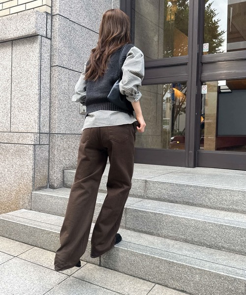 CANAL JEAN（キャナルジーン）の「SLEEK　ストレートツイルパンツ（デニムパンツ・レディース・ブラック/ブラウン・SMALL/MEDIUM）」の17枚目の写真