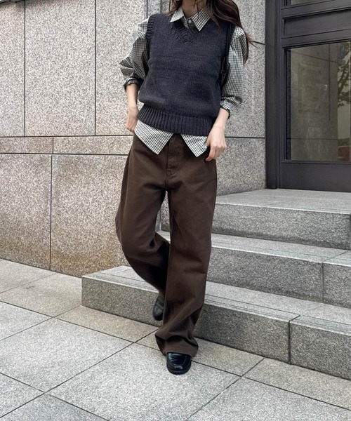 CANAL JEAN（キャナルジーン）の「SLEEK　ストレートツイルパンツ（デニムパンツ・レディース・ブラック/ブラウン・SMALL/MEDIUM）」の19枚目の写真