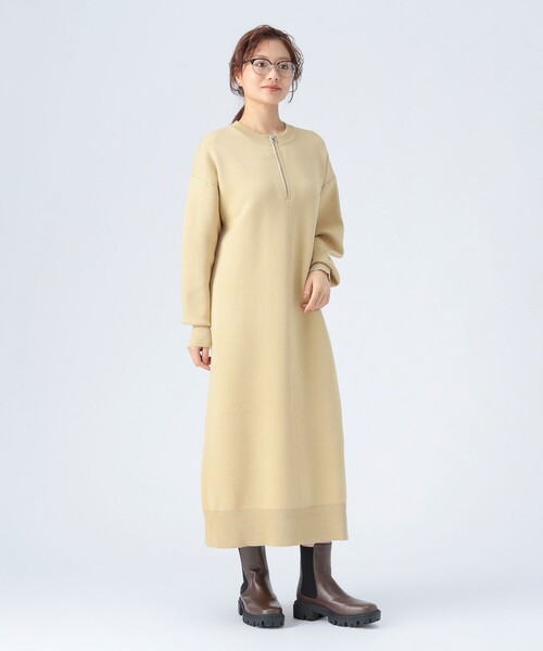 セール】スウェットライク ハーフジップ ワンピース（ワンピース