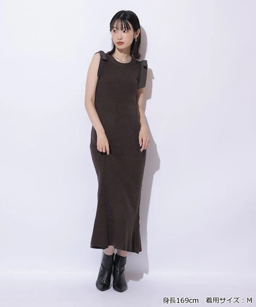 Mystrada（マイストラーダ）の「肩リボンニットワンピース（ワンピース