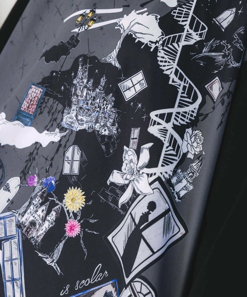 ScoLar(スカラー)の「ScoLar(スカラー) 不思議な街柄タック入りワンピース(ワンピース・レディース・ブラック・MEDIUM)」の6枚目の写真