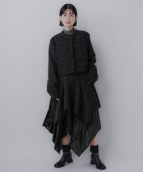 アソートラメツイードジャケット(HARE)（ノーカラージャケット）｜HARE