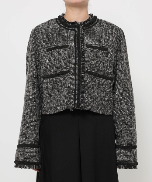 アソートラメツイードジャケット(HARE)（ノーカラージャケット）｜HARE
