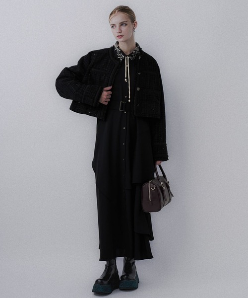 アソートラメツイードジャケット(HARE)（ノーカラージャケット）｜HARE