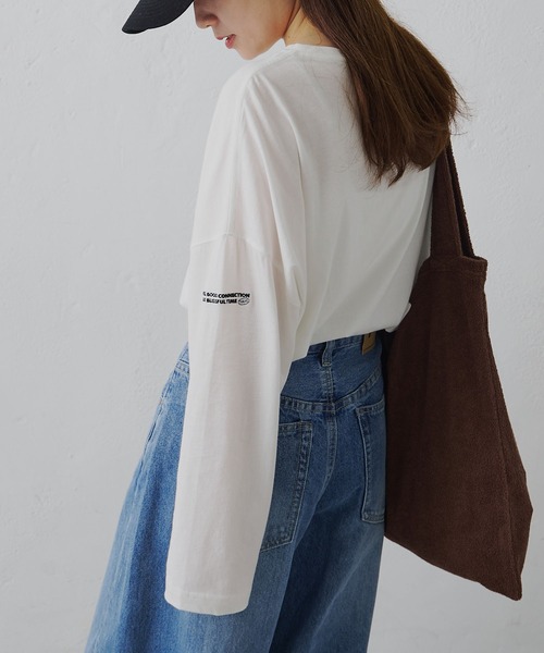 FEEL GOOD CONNECTION AND BLISSFUL TIME（フィールグッドコネクションアンドブリスフルタイム）の「オーガニックコットンシアーガーゼカットソー（Tシャツ/カットソー・レディース・ブラウン/オフホワイト・FREE）」の5枚目の写真
