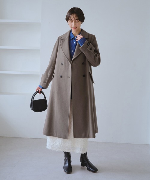 ROPE' PICNIC（ロペピクニック）の「JAPAN FABRIC ダブルチェスターコート/一部WEB限定カラー（チェスターコート・レディース・ブラック/グレー/グレー系その他/ベージュ系その他2・FREE）」の8枚目の写真