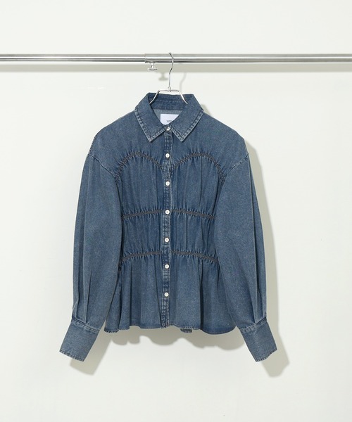 NOGLE(ノグル)の「【NOGLE/ノグル】シャーリングデニムシャツ(シャツ/ブラウス・レディース・ブルー/ブラック・FREE)」の22枚目の写真