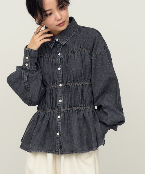 NOGLE(ノグル)の「【NOGLE/ノグル】シャーリングデニムシャツ(シャツ/ブラウス・レディース・ブルー/ブラック・FREE)」の12枚目の写真