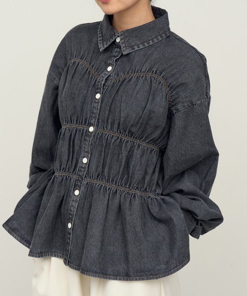 NOGLE(ノグル)の「【NOGLE/ノグル】シャーリングデニムシャツ(シャツ/ブラウス・レディース・ブルー/ブラック・FREE)」の19枚目の写真