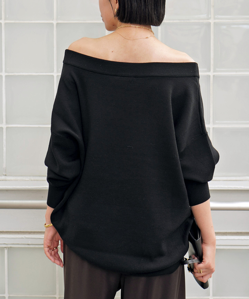 EVERYDAY I LIKE.（エヴリディアイライク）の「*リラックスオフショルダーニット（ニット/セーター・レディース・ブラック・FREE）」の3枚目の写真