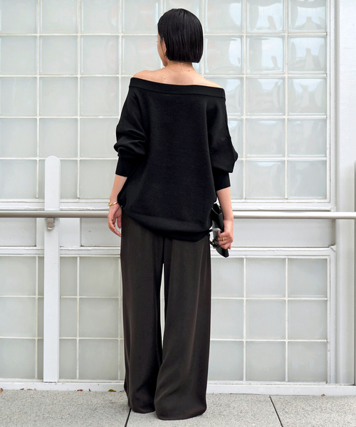 EVERYDAY I LIKE.（エヴリディアイライク）の「*リラックスオフショルダーニット（ニット/セーター・レディース・ブラック・FREE）」の6枚目の写真