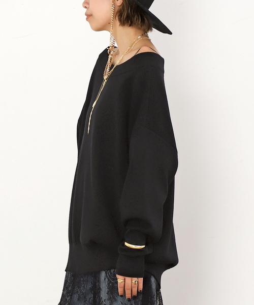 EVERYDAY I LIKE.（エヴリディアイライク）の「*リラックスオフショルダーニット（ニット/セーター・レディース・ブラック・FREE）」の8枚目の写真