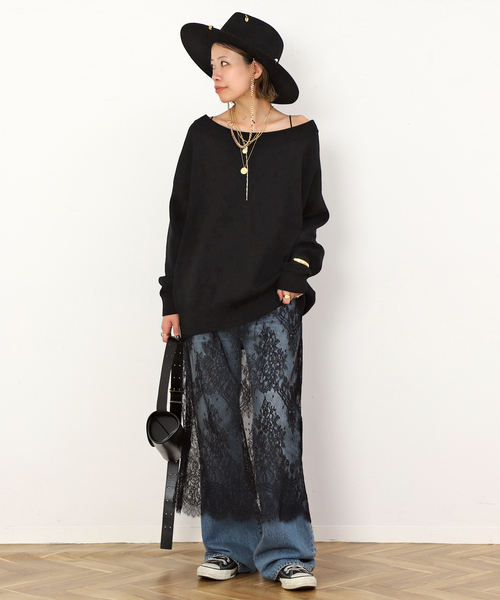 EVERYDAY I LIKE.（エヴリディアイライク）の「*リラックスオフショルダーニット（ニット/セーター・レディース・ブラック・FREE）」の10枚目の写真