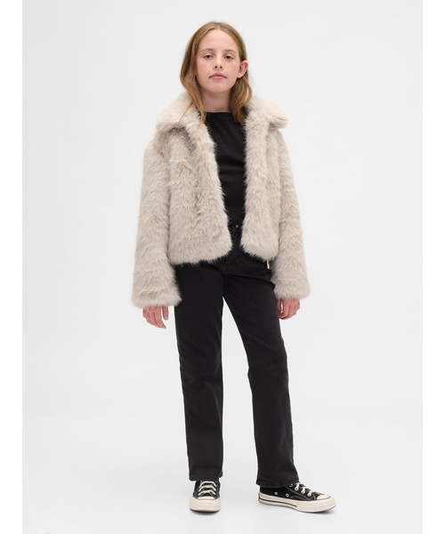 GAP ファーコート セール】リサイクル フェイクファー クロップドコート (キッズ