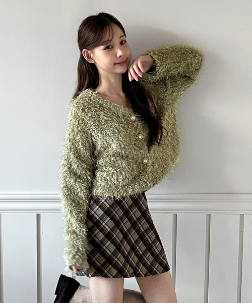 セール】【着用動画あり・5色展開】シャイニーファークロップ