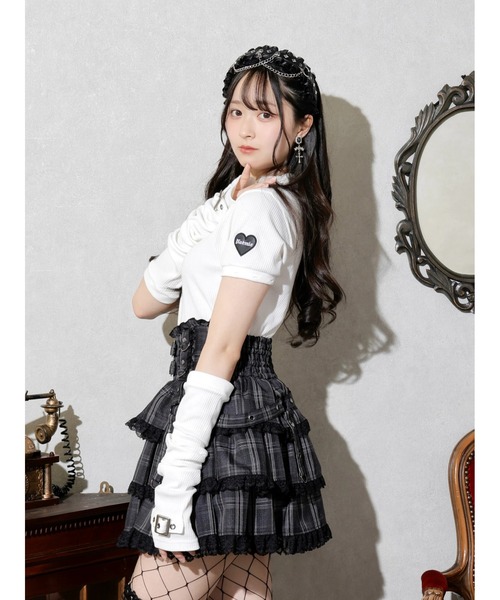 NOEMIE(ノエミー)の「4WAYハートワッペンアームウォーマーカットソー(Tシャツ/カットソー・レディース・オフホワイト/ブラック・M)」の5枚目の写真