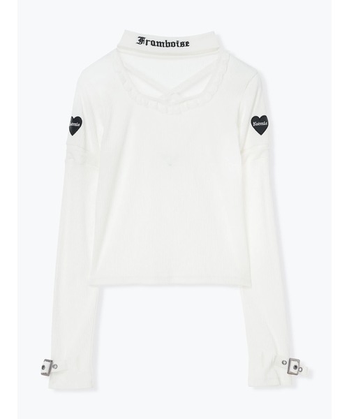 NOEMIE(ノエミー)の「4WAYハートワッペンアームウォーマーカットソー(Tシャツ/カットソー・レディース・オフホワイト/ブラック・M)」の9枚目の写真