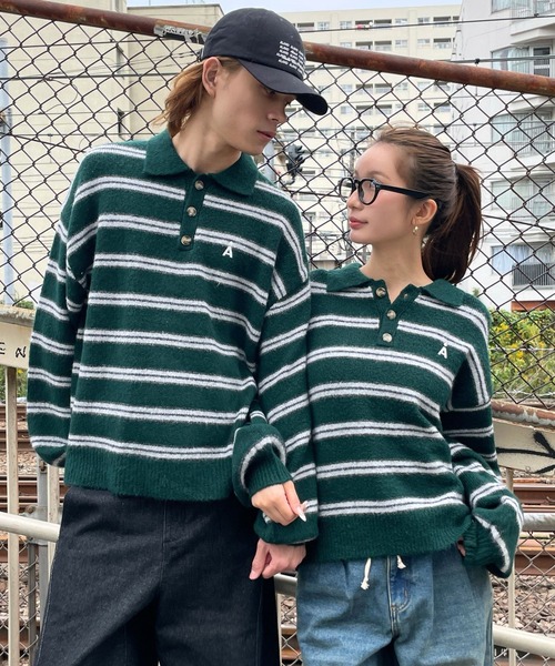 ALAND(エーランド)の「【UNISEX】ALAND/Aロゴニットポロ(ニット/セーター・レディース・ブラック/その他1/その他2/アイボリー/グレー・SMALL/LARGE)」の4枚目の写真