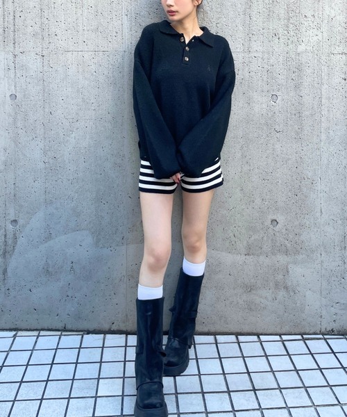 ALAND(エーランド)の「【UNISEX】ALAND/Aロゴニットポロ(ニット/セーター・レディース・ブラック/その他1/その他2/アイボリー/グレー・SMALL/LARGE)」の6枚目の写真