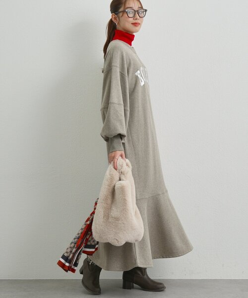 un dix cors（アンディコール）の「《甘めカジュアルに◎》裏毛マーメイドロングワンピース（ワンピース・レディース・チャコールグレー/ブラウン/ネイビー・FREE/SMALL）」の3枚目の写真