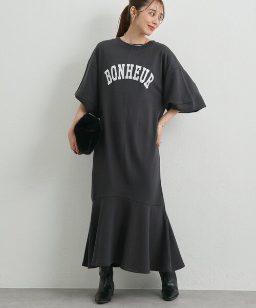 un dix cors（アンディコール）の「《甘めカジュアルに◎》裏毛マーメイドロングワンピース（ワンピース・レディース・チャコールグレー/ブラウン/ネイビー・FREE/SMALL）」の2枚目の写真