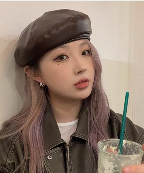 Ritzy(リッツィー)の「PUフェイクレザー ベレー帽(ハンチング/ベレー帽・レディース・ブラック/ブラウン系・FREE)」の1枚目の写真