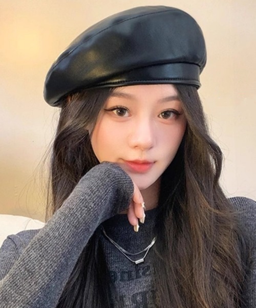 Ritzy(リッツィー)の「PUフェイクレザー ベレー帽(ハンチング/ベレー帽・レディース・ブラック/ブラウン系・FREE)」の2枚目の写真