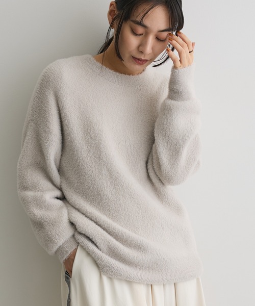 CRAFT STANDARD BOUTIQUE（クラフトスタンダードブティック）の「ファーライクニットチュニック◆（ニット/セーター・レディース・ライトグレー/ダークグレー/ブラウン/ブルー・FREE）」の2枚目の写真