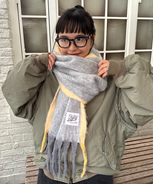 バーガンディ フリンジ付きマフラー THE BOLDMAN マフラー Short Flinge Muffler / ショートフリンジ