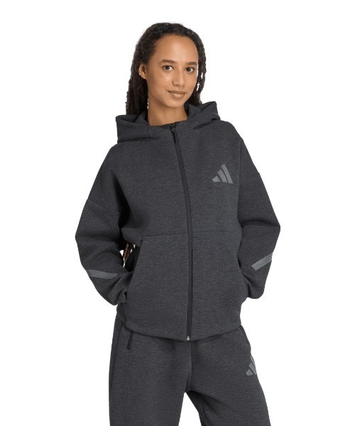 adidas(アディダス)の「アディダス adidas adidas Z.N.E.プレミアム フルジップ パーカー(パーカー・レディース・ライトグレー/チャコールグレー・L/M)」の2枚目の写真
