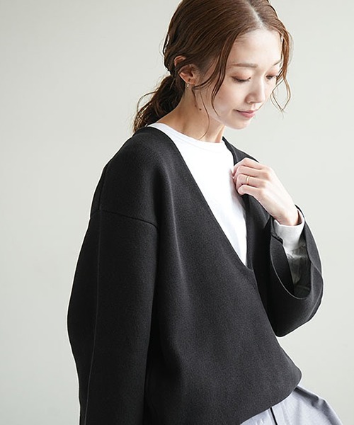 ソラモナ✨ウエハースニットワイドスリーブVネックプルオーバー SALE 50%OFF】◇SOLAMONAT(ソラモナ) ウエハースニットワイドスリーブV
