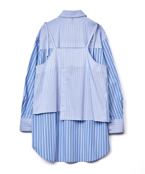 AULA AILA（アウラアイラ）の「ストライプシャツ&キャミソールセット（シャツ/ブラウス・レディース・グレー/ブルー/ピンク・0）」の10枚目の写真