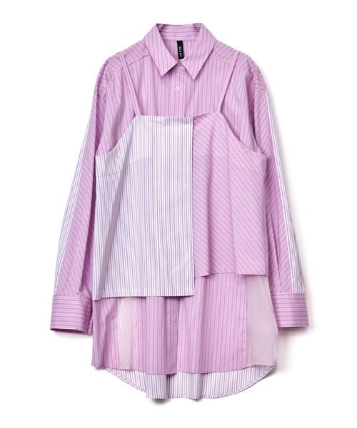 AULA AILA（アウラアイラ）の「ストライプシャツ&キャミソールセット（シャツ/ブラウス・レディース・グレー/ブルー/ピンク・0）」の18枚目の写真