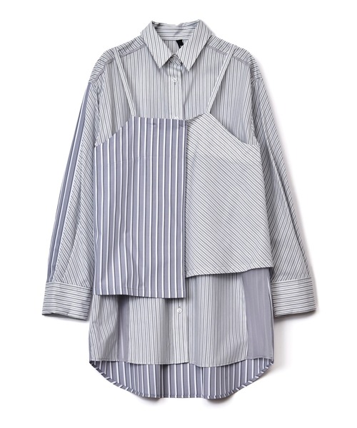 AULA AILA（アウラアイラ）の「ストライプシャツ&キャミソールセット（シャツ/ブラウス・レディース・グレー/ブルー/ピンク・0）」の20枚目の写真