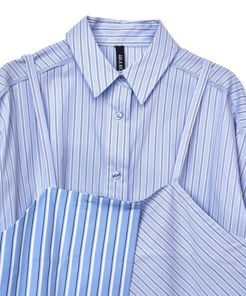 AULA AILA（アウラアイラ）の「ストライプシャツ&キャミソールセット（シャツ/ブラウス・レディース・グレー/ブルー/ピンク・0）」の14枚目の写真