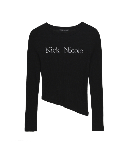NICK&NICOLE(ニックアンドニコール)の「OBLIQUE LINE LONG SLEEVE TOP_BLACK(Tシャツ/カットソー・レディース・その他・MEDIUM)」の4枚目の写真
