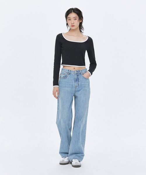 MUSINSA STANDARD WOMAN(ムシンサスタンダードウーマン)の「レディースワイドデニムパンツ【ライトインディゴ】(デニムパンツ・レディース・その他・32/30/23/24/25/26/27/28/29)」の13枚目の写真