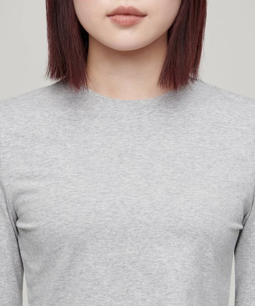 MUSINSA STANDARD WOMAN（ムシンサスタンダードウーマン）の「ウィメンズスリムクロップクルーネック長袖Tシャツ[ミディアムグレー]（Tシャツ/カットソー・レディース・その他・SMALL/MEDIUM/LARGE/X-SMALL）」の7枚目の写真